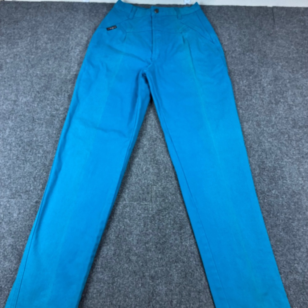 Blaze Vintage Western Jeans Turquoise Blue High Rise Straight Leg Cotton Sz 7/27